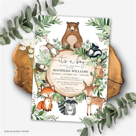 baby shower invitations woodland theme